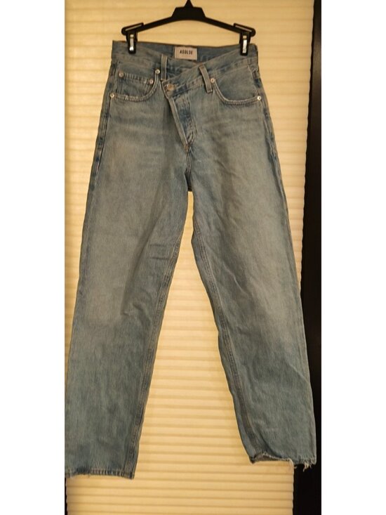 AGOLDE Arco Criss Cross Jeans Womens Size 23 Blue High Rise Straight Leg Denim - Picture 3 of 14